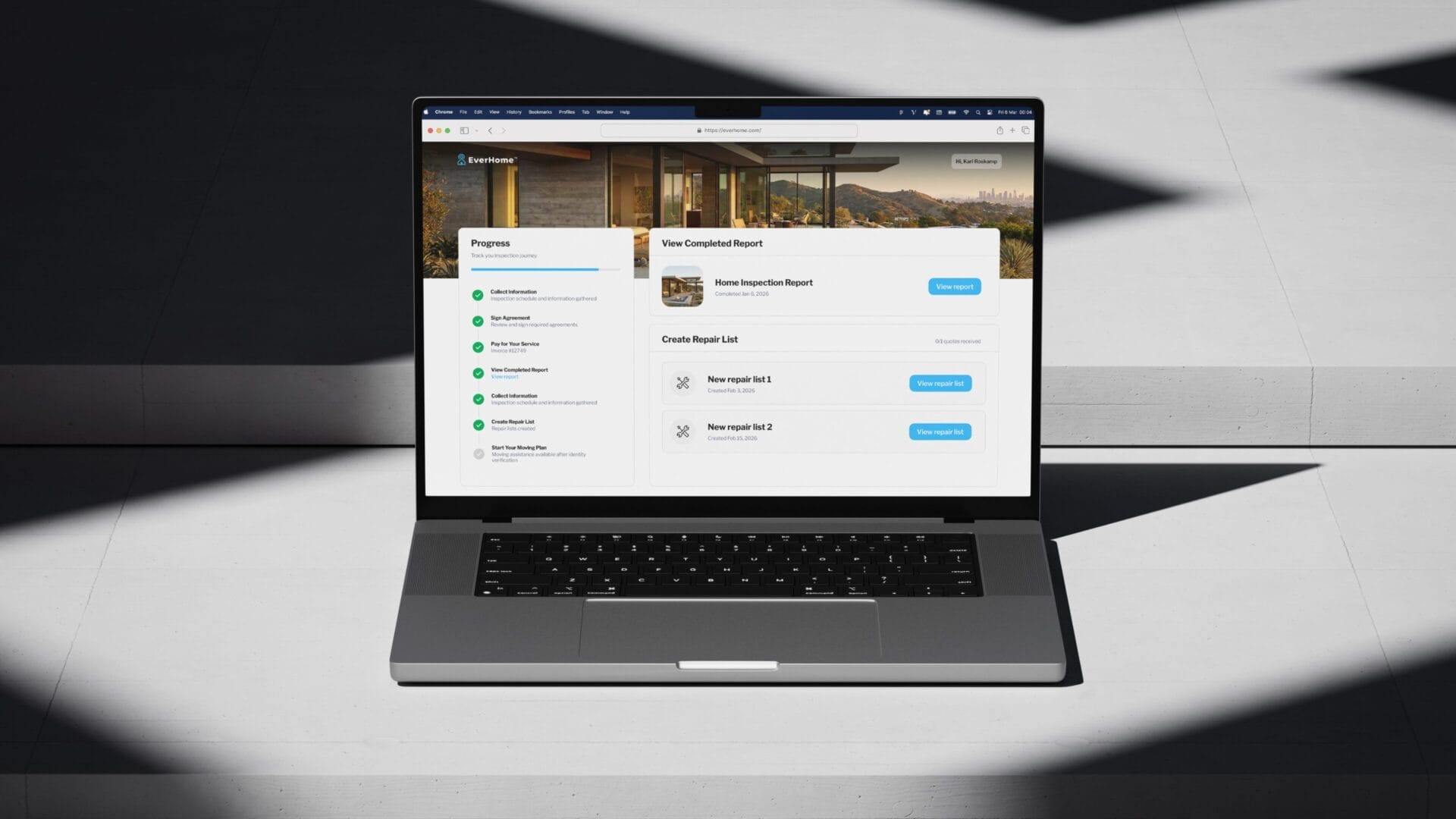 Home inspection report displayed on a computer screen, showing detailed findings with photos and notes